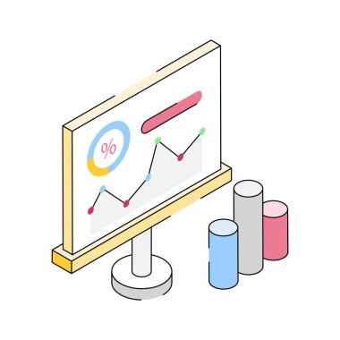 Pazar oranını gösteren izometrik simgeyi düzenlemek kolay