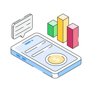 Mali sohbet gösteren izometrik simge kullanmaya hazır