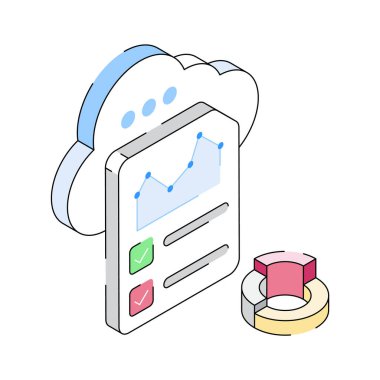 İzometrik tarzda tasarlanmış iş bulutunun simgesini düzenlemek kolay