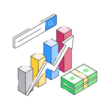 Gelir artışının bu modaya uygun izometrik simgesini alın