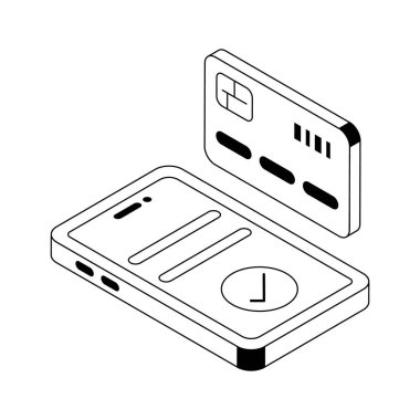 Kart ödeme simgesi izometrik tarzda yaratıcı bir şekilde tasarlandı