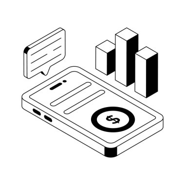 Mali sohbet gösteren izometrik simge kullanmaya hazır