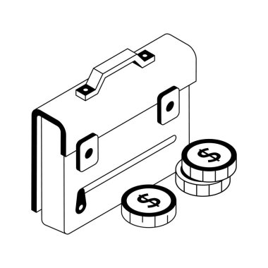 Bozuk paralı para çantasının izometrik simgesini kullanmaya hazır