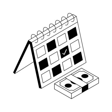 Ödeme aidatları ikonu izometrik tarzda yaratıcı olarak tasarlandı