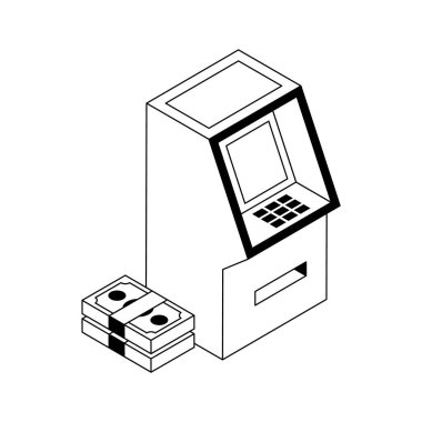 ATM gösteren izometrik dış hat simgesi kullanmaya hazır