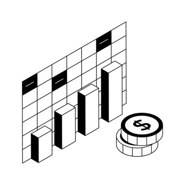 Mali verileri gösteren izometrik simgeye bir göz atın