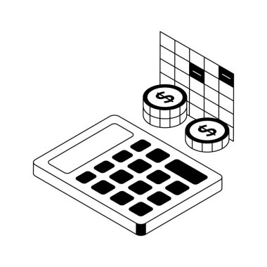 Tahminlerin iyi tasarlanmış izometrik dış hat simgesi