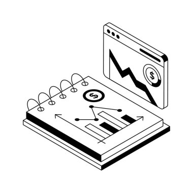 Kar grafiği simgesi izometrik biçimde tasarlandı