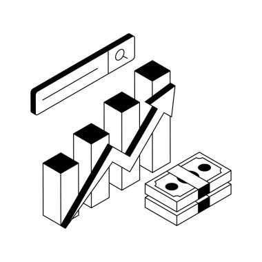 Gelir artışının bu modaya uygun izometrik simgesini alın