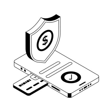 Güvenli ödemenin iyi tasarlanmış izometrik simgesi