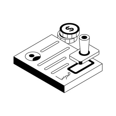Krediyi kabul etmenin kullanışlı bir izometrik taslak simgesi