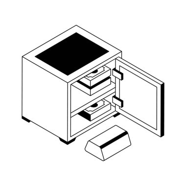 Banka dolap simgesi izometrik tarzda yaratıcı bir şekilde tasarlandı