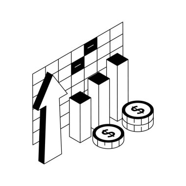 Burada para artışının izometrik dış hat simgesi var