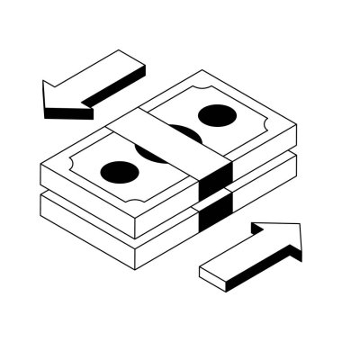 Para dalgalanmasını gösteren kullanışlı bir izometrik simge