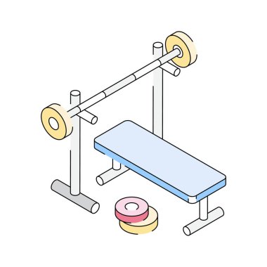 Bench basın simgesi izometrik tarzda yaratıcı bir şekilde tasarlandı