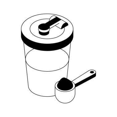 Protein karıştırıcının izometrik simgesini indir, premium tasarım