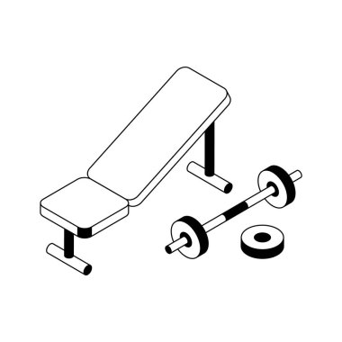 Alıştırma için ayarlanabilir bankın modern izometrik simgesini indir