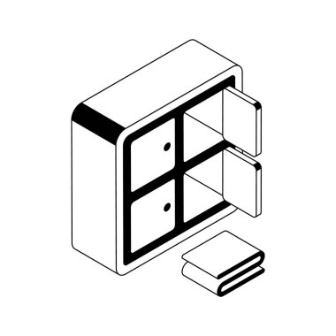 Spor salonu dolap simgesi, izometrik tarzda yaratıcı bir şekilde tasarlandı