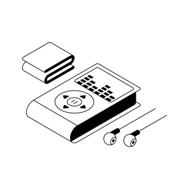 İzometrik tarzda tasarlanmış bir müzik çalıcı simgesi