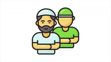 Düzenlenebilir biçimlerde namaz kılmanın iyi tasarlanmış vektör animasyonu, premium simge animasyonu