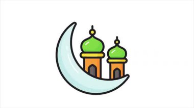 Ramazan hilal ayının kavramsal vektör animasyonu, premium simge animasyonu