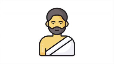 İhramda sakallı Müslüman bir adam. vektör canlandırmasını kullanması kolay