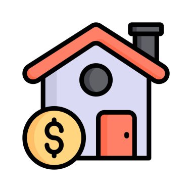 İpotek kredisini tasvir eden düz ana hatlı biçim simgesini düzenlemek kolay