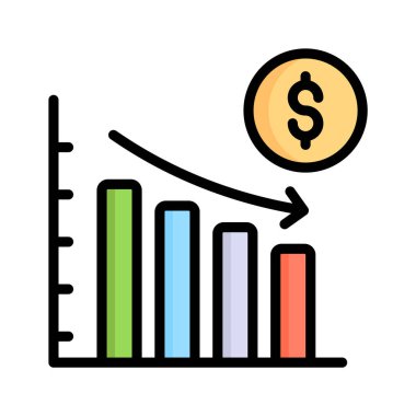 Finansal zarar grafiğinin kullanışlı düz bir taslak biçimi simgesi