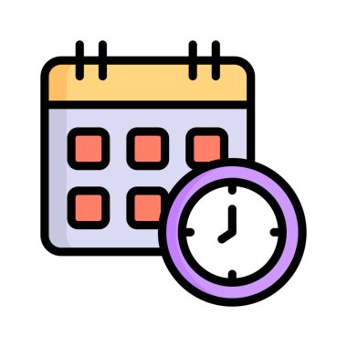 İş takviminin büyüleyici düz ana hatlı biçim simgesi