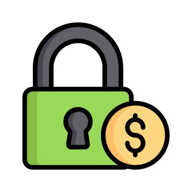 Kullanışlı bir düz çizgi taslak para güvenliği simgesi