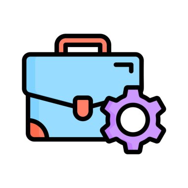 Düz ana hatlı olarak tasarlanmış iş yönetiminin görsel olarak meşgul edici simgesi