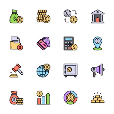 Son finans ve iş hizmeti düz ana hatlı simgelerimize bakın.