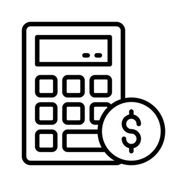 Dolar parasıyla muhasebe hesap makinesinin büyüleyici bir taslak biçimi simgesi