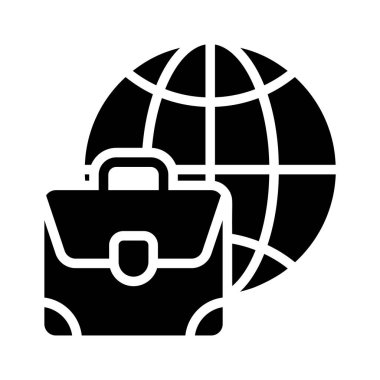 Küresel ticareti tasvir eden premium glyph tarzı simgemize bakın.