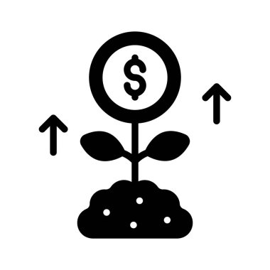 Glyph tarzında tasarlanmış yatırım büyümesinin modern simgesi