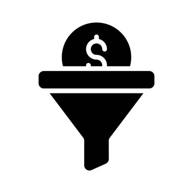 Satış hunisini tasvir eden modern kabartma biçimi simgesi