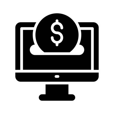 Çevrimiçi kazanç tasvir eden modern kabartma biçimi simgesi