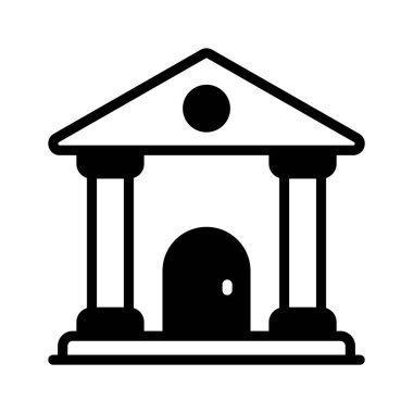 Özel kullanıma hazır, kabartma biçiminde bir banka binası simgesi