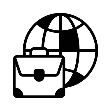 Küresel ticareti tasvir eden premium glyph tarzı simgemize bakın.