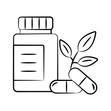 Bitkisel ilaç şişesinin resmini çizmek kolay.