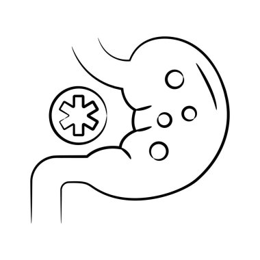 Gastroenteroloji simgesi çizim tarzında tasarlandı, prim kullanımına hazır