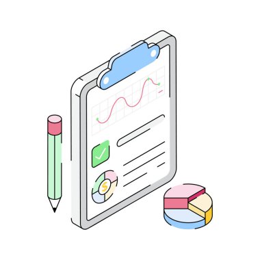 Finansal raporun bu modern izometrik simgesini al