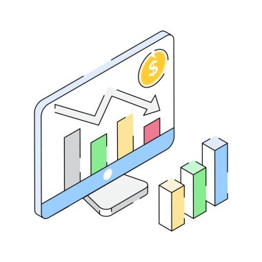 Finansal kaybın kullanışlı bir izometrik ana hat simgesi