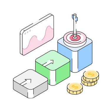 Mali hedefin izometrik simgesini kullanmaya hazır