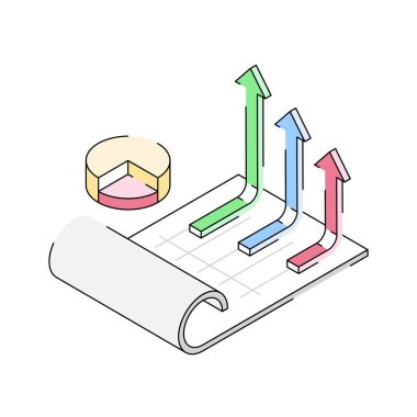 İş büyümesi simgesi izometrik tarzda yaratıcı olarak tasarlandı