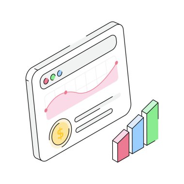 Web sitesi analiz izometrik simgesi premium kullanımı için hazır