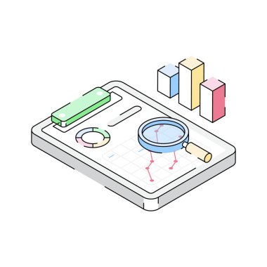 İş araştırmalarının iyi tasarlanmış bir izometrik simgesi