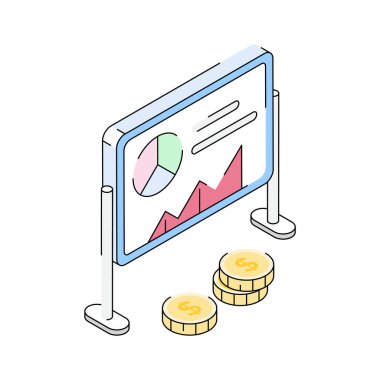 İş sunum simgesi izometrik tarzda yaratıcı olarak tasarlandı