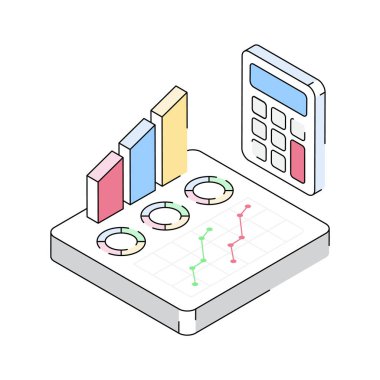 İş tahmini simgesi izometrik tarzda yaratıcı olarak tasarlandı