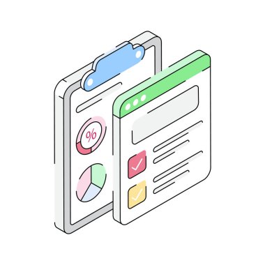 İş anketinin iyi hazırlanmış izometrik stil simgesi